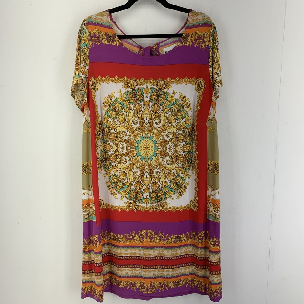 Danny Nicole Womens 18W Dress Colorful Multicolor Artsy Medallion Maximalist